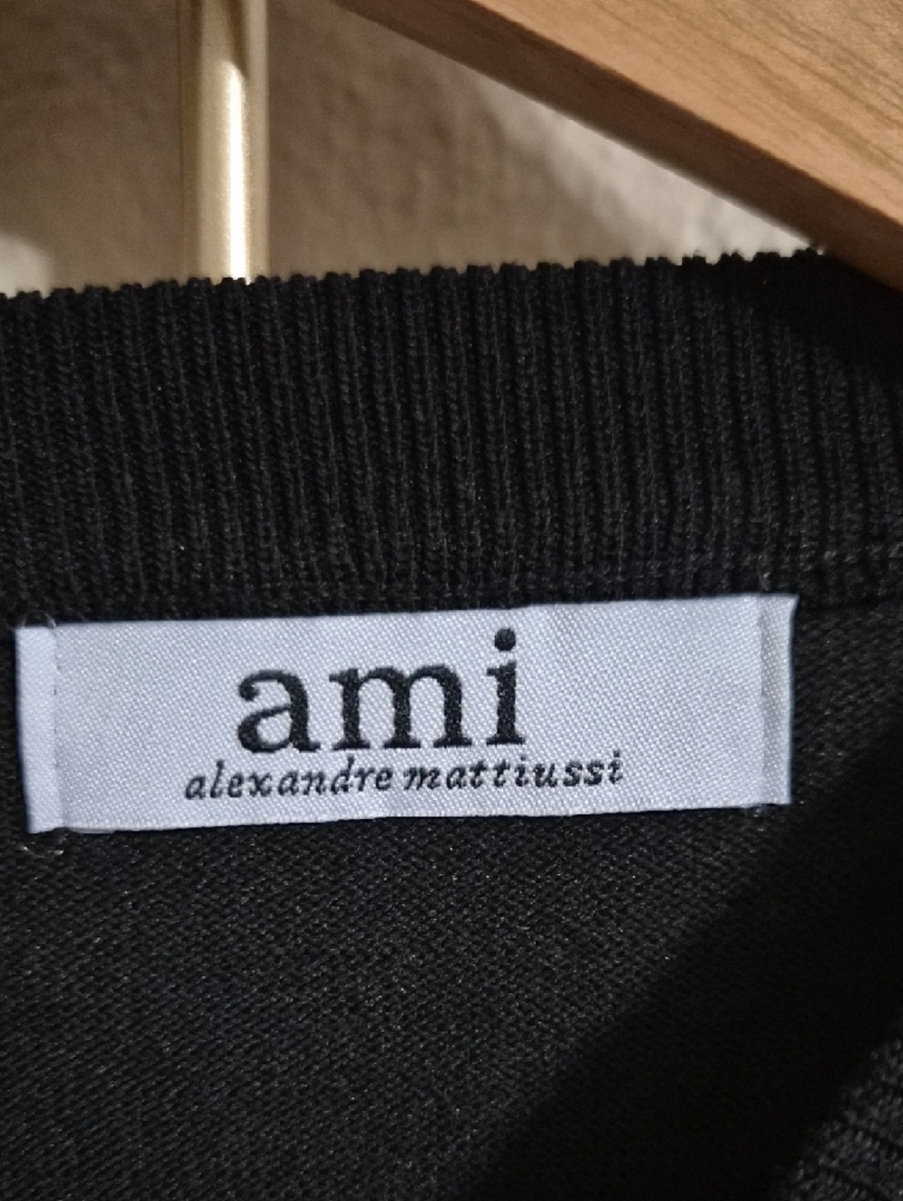 Ami Alexandre Mattiussi Black Crewneck Sweater with Red Heart A Logo - Picture 3 of 4